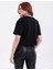 Siyah Bisiklet Yaka Basic Kısa Kollu Crop T-Shirt 3