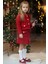 Kız Çocuk Kırmızı Carmen Tüvit Uzun Kollu Düğmeli 23 Nisan Etek Ceket Takım 1