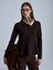 10824 Bisiklet Yaka Peplum Triko Top-Koyu Kahve 3