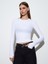 32319 Modal Karışımlı Uzun Kollu Top-Beyaz 3