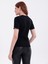 Siyah Kol Ucu Parlak Taş Boncuk Detaylı Bisiklet Yaka Dar Kalıp T-Shirt 2