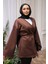 Kahverengi Kuşaklı Scuba Kimono 1