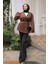 Kahverengi Kuşaklı Scuba Kimono 2