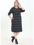 Çift Cepli Desenli Esnek Kışlık Büyük Beden Midi Elbise 4D-2755 3
