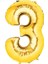 Rakam Folyo Balon Gold Altın 34 Inç 86 cm (3 Rakamı) 1