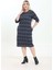 Çift Cepli Desenli Esnek Kışlık Büyük Beden Midi Elbise 21D-2756 2