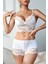 Kadın Beyaz Kaşkorse ve Dantel Detaylı Şortlu Gecelik Takım 4