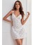 Kadın Beyaz Fırfırlı Tül Detaylı Sırtı Çapraz ve Açık Komple Dantel Gecelik 3