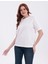 Farklı Boyutlarda Inci Işlemeli Normal Kalıp Beyaz Basic T-Shirt 6