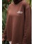 Kahverengi Sırt Baskı Detaylı Iki Iplik Sweatshirt 3