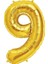 Rakam Folyo Balon Gold Altın 34 Inç 86 cm (9 Rakamı) 1
