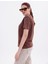 Inci Işlemeli Normal Kalıp Kahverengi Basic T-Shirt 5