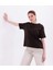 Taş Işlemeli Rahat Kalıp Koyu Kahverengi Basic T-Shirt 1