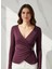 Kruvaze Uzun Kol Tokalı Mürdüm Bluz 2