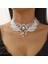 Gotik Choker. Bohem Stil Beyaz Dantel kolye. Beyaz Boncuk detaylı 1
