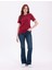 Inci Işlemeli Normal Kalıp Bordo Basic T-Shirt 3