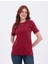 Inci Işlemeli Normal Kalıp Bordo Basic T-Shirt 6