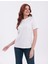 Inci Işlemeli Normal Kalıp Beyaz Basic T-Shirt 4