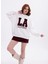 Ekru La California Kürk Nakışlı Şardonlu Oversize Bisiklet Yaka Sweatshirt 6