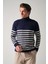 Erkek Boğazlı Çizgili Triko Kazak 5