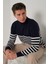 Erkek Boğazlı Çizgili Triko Kazak 8