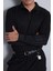 Erkek Slim Fit Premium Kumaş Polo Yaka Düğmeli Kazak Siyah 3