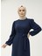 Balon Kol Örme Triko Elbise-Lacivert 2