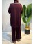 Pul Detay Önü Fermuarlı Tunik Pantolon Takım 2120 Bordo 4