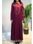 Kadın Jakar Kumaş Elbise 5305 Bordo 2