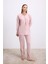 Arias Closet Gül Kurusu Modal Pamuklu Uzun Kollu Düğmeli 2'li Pijama Takımı 1