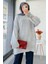 Kadın Bisiklet Yaka Oversize Kazak - Gri 1