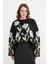 Çiçek Desenli Oversize Triko Kazak 1