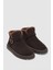 Luva Hakiki Deri Ayarlanabilir Toka Detaylı Yandan Fermuarlı Kadın Bot- Kahve Süet 2