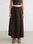 Xsıde Kahverengi Beli Lastikli Poplin Kloş Etek 2