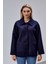 Camille Lacivert Oversize Cep Detaylı Astarlı Kaşe Ceket 1