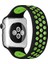 Apple Watch 38MM Ayarlı Delikli Silikon Kordon - Siyah-Yeşil 1