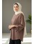 Manşeti ve Beli Bağcık Detay Sweat Tunik 3066 Vizon 1