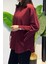 Manşeti ve Beli Bağcık Detay Sweat Tunik 3066 Bordo 2