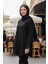 Manşeti ve Beli Bağcık Detay Sweat Tunik 3066 Siyah 1