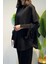 Manşeti ve Beli Bağcık Detay Sweat Tunik 3066 Siyah 2