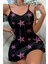 Yıldız Desenli Siyah Saten Gecelik - MCT9112-5570 1