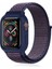 Apple Watch 38MM Hasırlı Cırtcırtlı Kasalı Kordon - Lacivert-Mürdüm 1