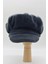 Siyah Bayan Şapka Kadın Kasket Yün Flat Cap 6