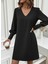 Kadın Uzun Kollu V Yakalı Kısa Ithal Krep Elbise 9