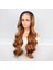 Siyah Karamel Balköpüğü Ombre Fiber Sentetik Geniş Dalgalı Tül Peruk 4