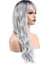 Perçemli Uzun Su Dalgası Fiber Sentetik Peruk / Siyah / Açık Gri Ombreli 3