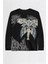 Siyah Gotik Wing Detaylı Y2K Unisex Sweatshirt 1