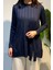 Aksesuar Detaylı Fitilli Triko Tunik 35041 Lacivert 2
