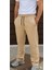 Erkek Üç Iplik Kışlık Pamuklu Ovarsize Bağcıklı Düz Paça Cepli Eşofman Altı Spor Rahat Model - Bej 1