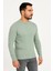 Erkek Bisiklet Yuvarlak Yaka Triko Kazak Pamuklu Kalın Fitilli Dokuma, Regular Fit Uzun Kollu Kışlık Model - Mint Yeşili 1